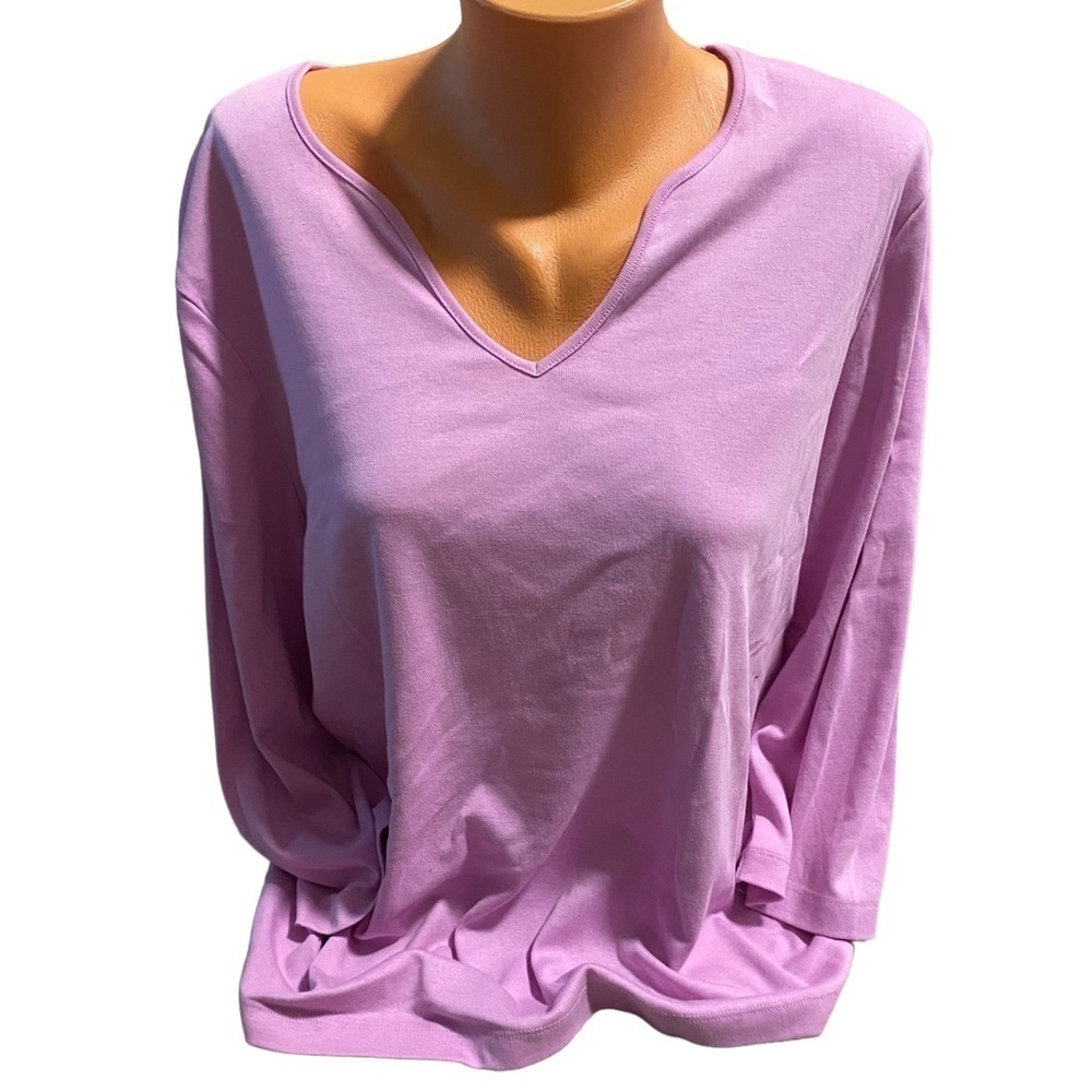 Talbots Lavender Long Sleeve V-Neck Tee